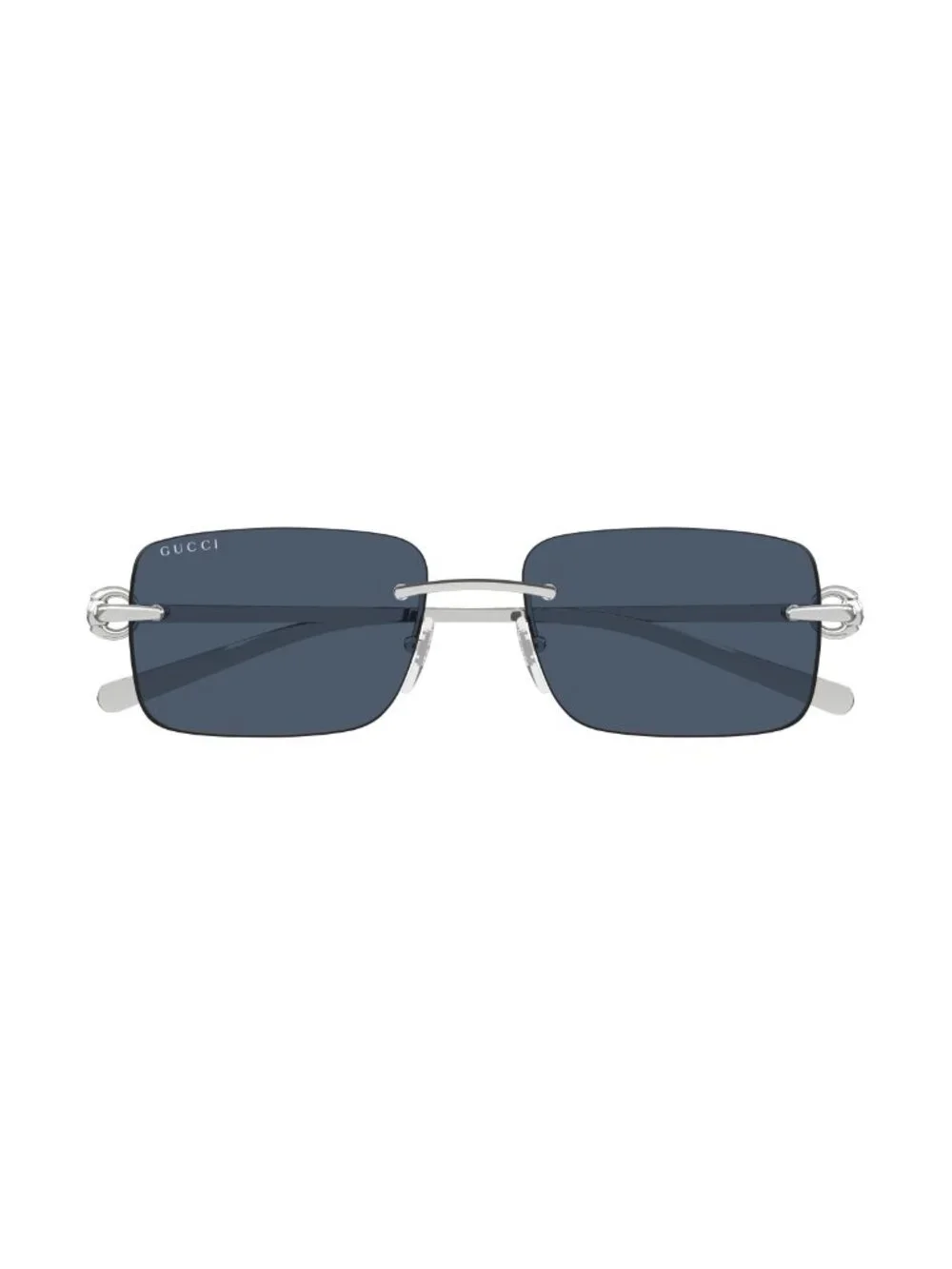 New Gucci Men's Sunglasses Silver Square Blue Lens Metal Frame GG1703S 003 55